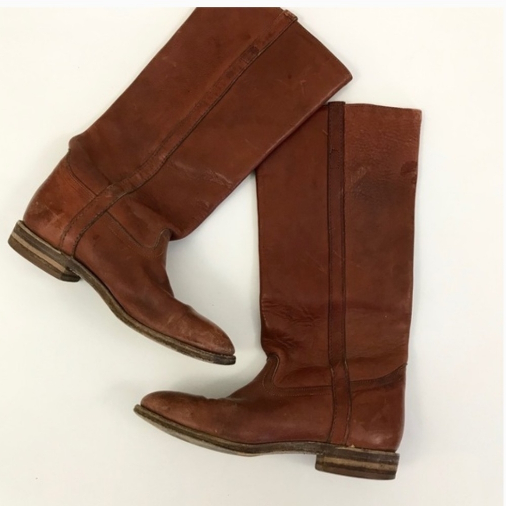 AUNTHENTIC FRYE LEATHER RIDING BOOTS COGNAC SIZE 7